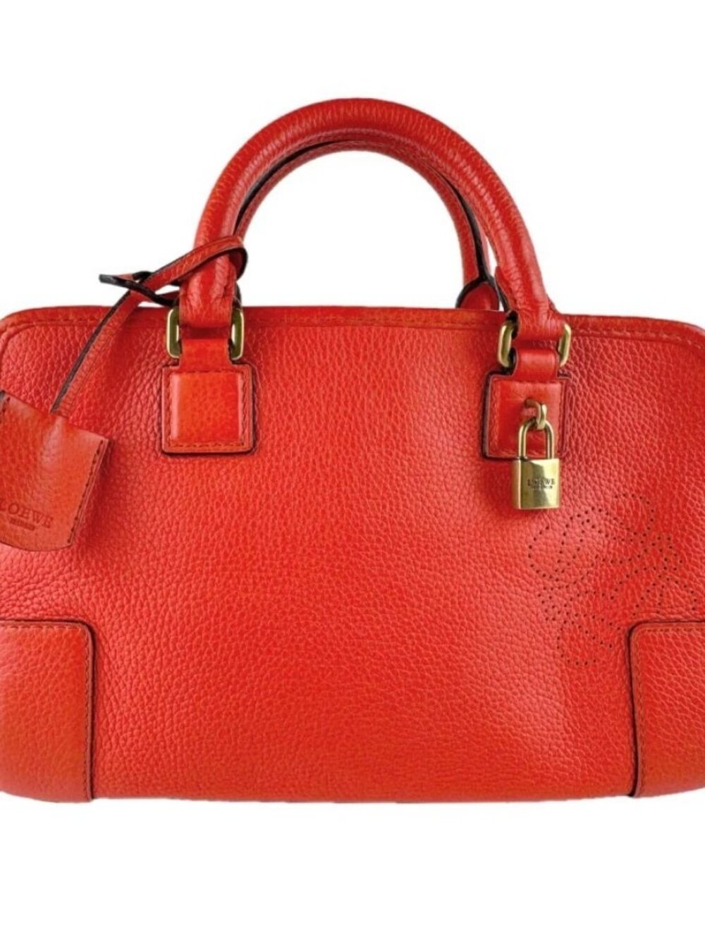 LOEWE Amazona 23 Handbag Shoulder Bag Orange Leather/Goldtone